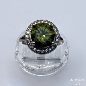 Handmade Natural 4ct Peridot & Topaz Ring 925 Silver Adjustable